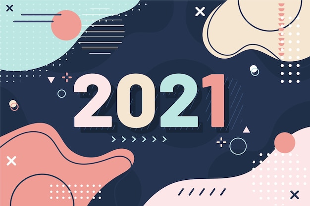 Neujahr 2021 Hintergrund im flachen Design