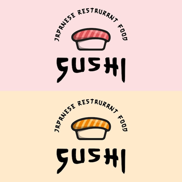 Vektor niedliches sushi-logo-vektorillustrationsschablonenikonen-grafikdesign stellte japanisches lebensmittelzeichen oder -symbol für restaurant- oder cafégeschäftskonzept ein