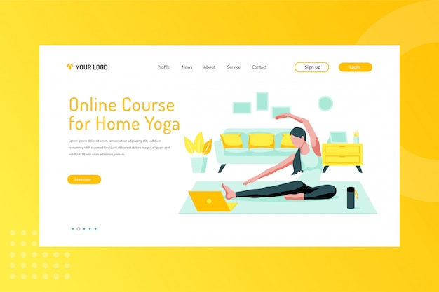 Online-Kurs für Home Yoga Illustration auf der Landing Page