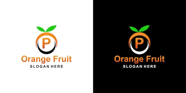 Orangenfrucht-Logo-Buchstabe P