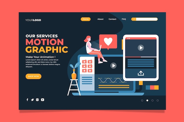 Organische flache Bewegungsgrafik-Landingpage-Vorlage