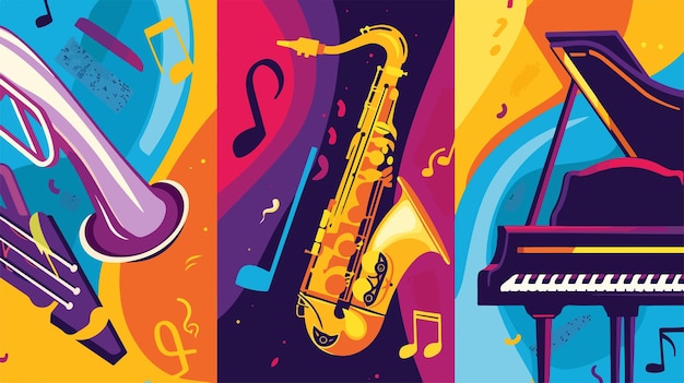 Vektor poster-design für ein lebendiges jazz-musikfestival