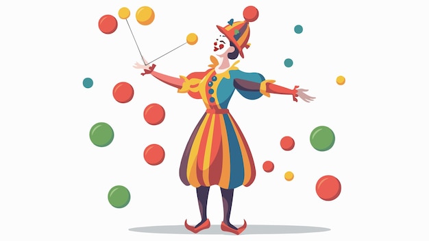 Vektor professionelle clown-juggling-frau-vektorillustration