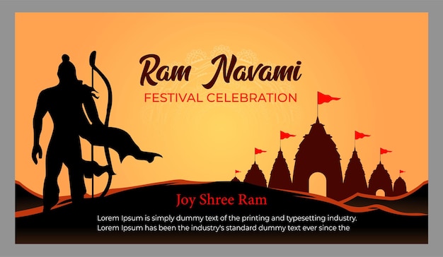 Vektor ram navami feiert lord rama mit bogenpfeil