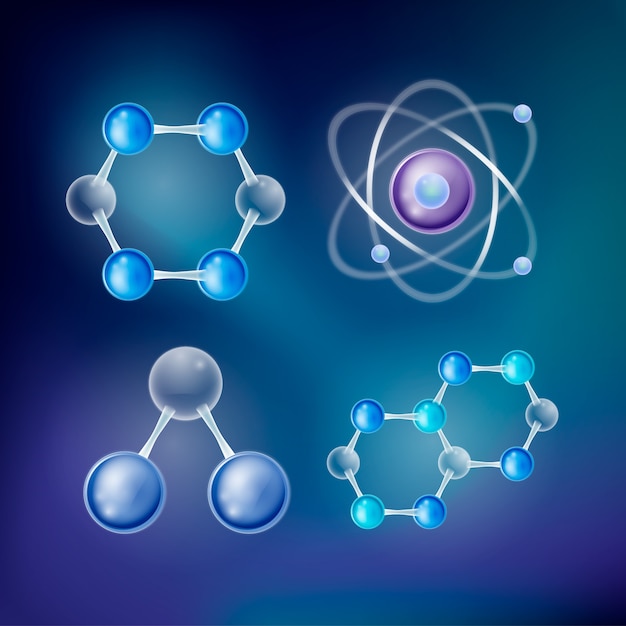 Vektor realistische symbolsammlung von molekülen