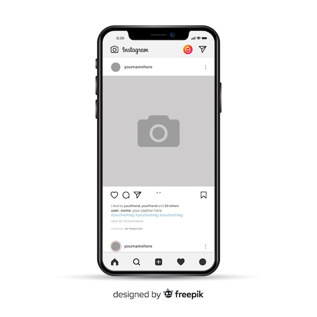 Realistischer Instagram-Fotorahmen auf dem Smartphone