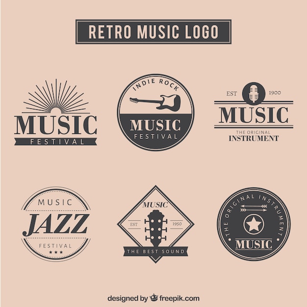 Retro Musik-Logo-Set