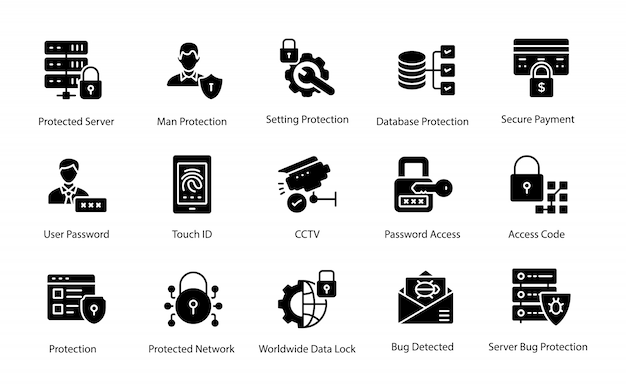 Sammlung Schutz-Glyphen-Vektor-Ikonen