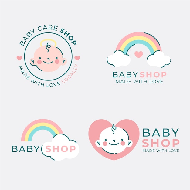 Vektor sammlung von baby- und regenbogenlogo