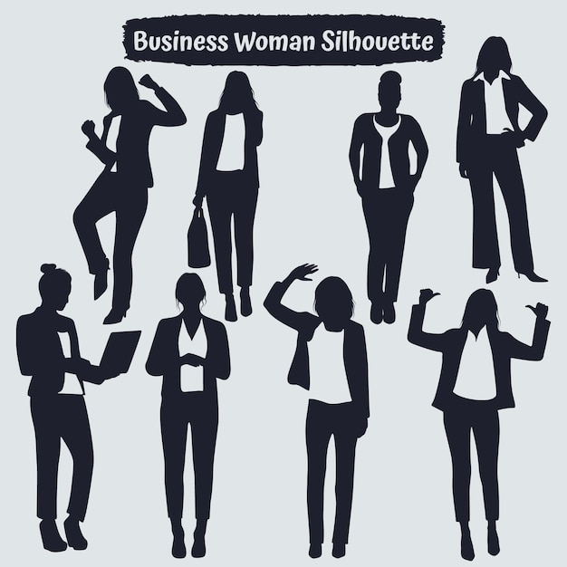 Sammlung von Business-Frauen-Silhouetten in verschiedenen Posen