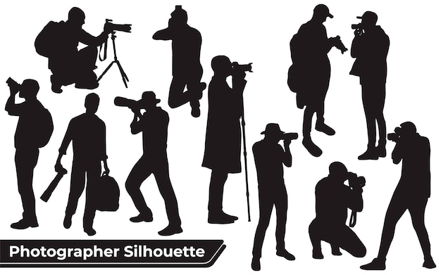 Sammlung von Fotografen-Silhouetten in verschiedenen Posen