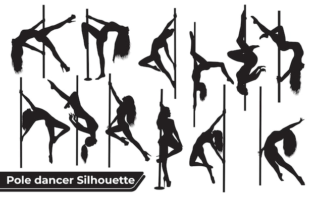 Sammlung von Pole Dancer Silhouette Vektor