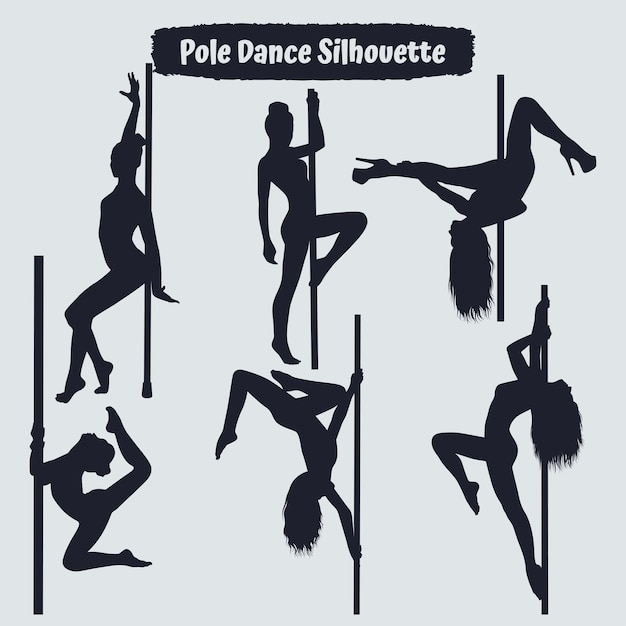 Sammlung von Pole Dancer Silhouette Vektor