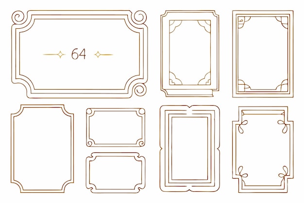 Vektor satz von acht goldenen zierrahmen