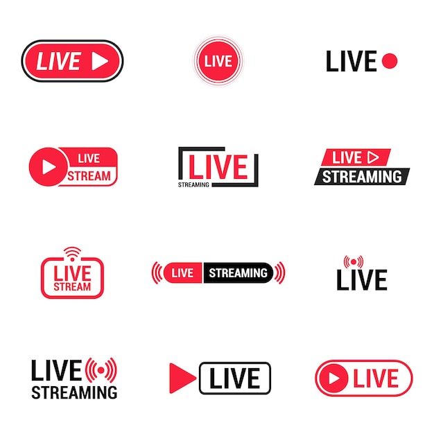 Vektor satz von live-stream-buttons