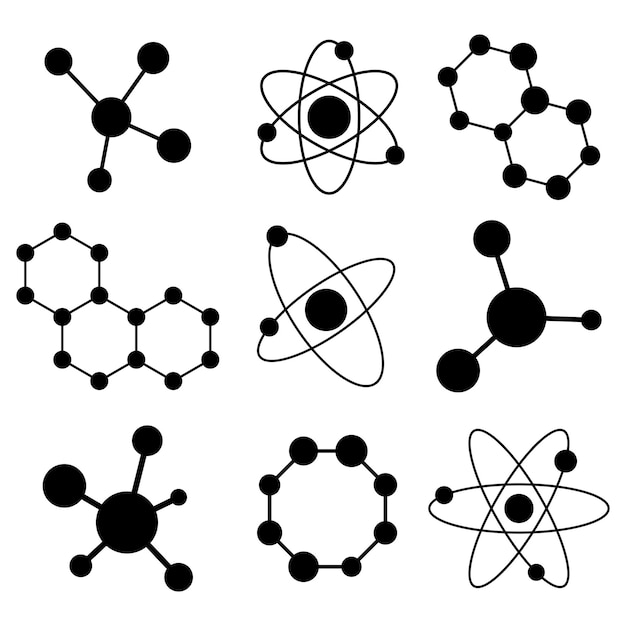 Vektor satz von molekül-ikonen isolierter vektorsymbol