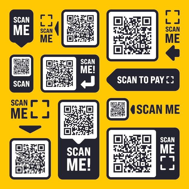 Vektor scan me qr-code-aufkleber mit text online-zahlung sonderangebote verkauf aufkleber einkaufen rabatt-etikett