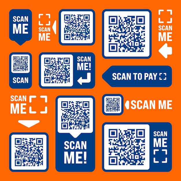 Vektor scan me qr-code-aufkleber mit text online-zahlung sonderangebote verkauf aufkleber einkaufen rabatt-etikett