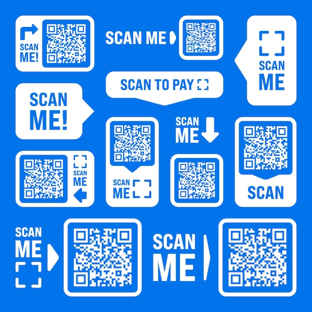 Vektor scan me qr-code-aufkleber mit text online-zahlung sonderangebote verkauf aufkleber einkaufen rabatt-etikett