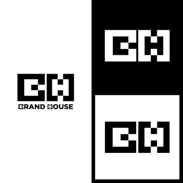 schwarz-weißes Grand House-Logo-Design