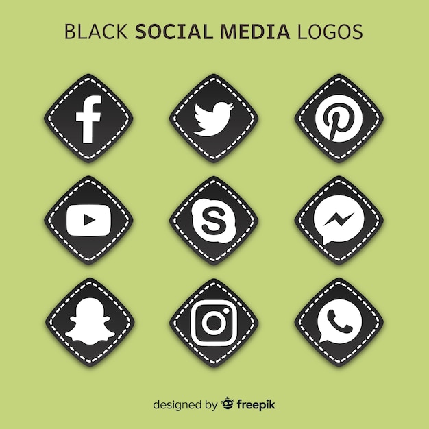 Vektor schwarze social media-logos