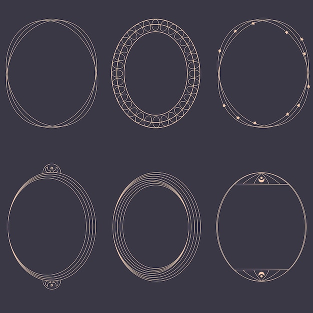 Vektor set aus runden, ovalen, geometrischen randrahmen