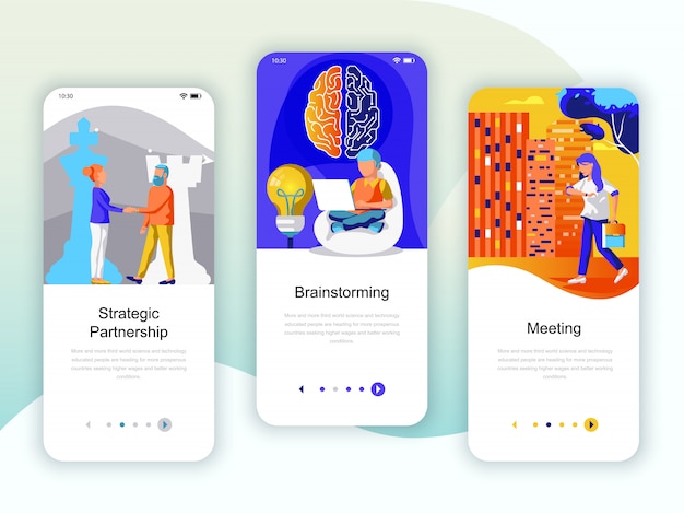 Set von Onboarding-Bildschirmen für die Benutzeroberfläche