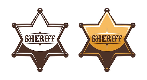 Vektor sheriff-sterne-schild im retro-druckstil