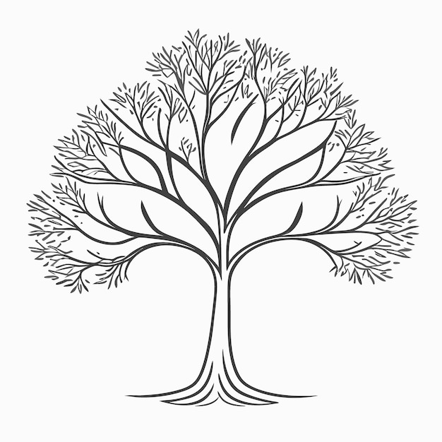 Silhouette Baum freie Linie Vektor Illustration Strichzeichnungen