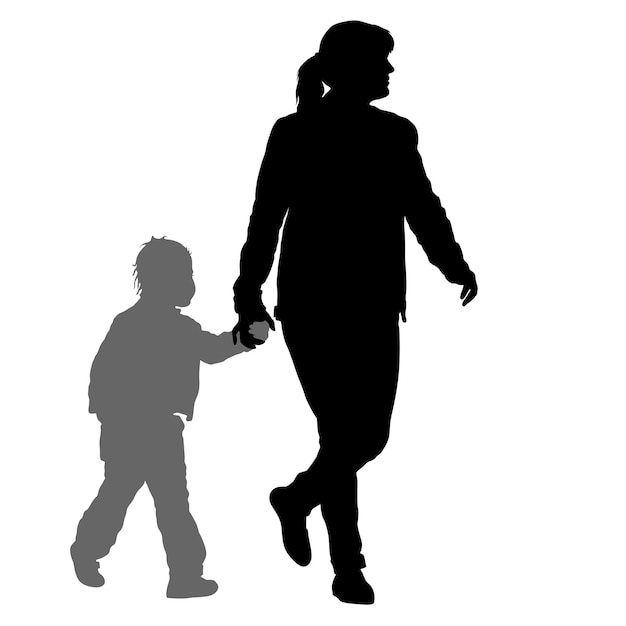 Silhouette der glücklichen Familie auf weißem Hintergrund