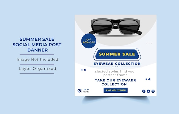 Social-Media-Beitrag zum Brillenverkauf Summer Sale Banner