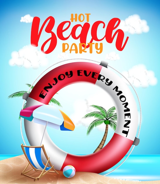 Sommer Strand Vektor Banner Hintergrund Hot Beach Party Text im Hintergrund der Küste