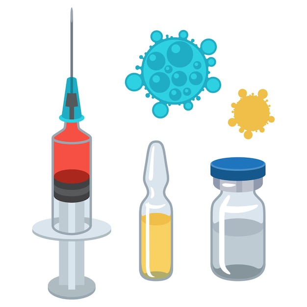 Vektor spritze und impfstoff-satz medizinischer instrumente für die impfung