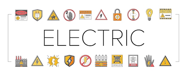 Vektor stromschlagstromsymbole setzen vektor