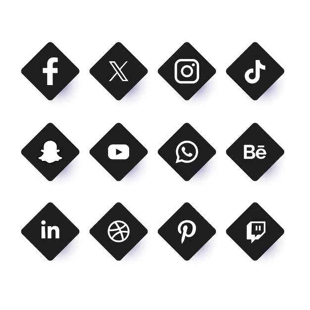 Vektor stylische ikonen und social-media-logos für visitenkarten und webdesign