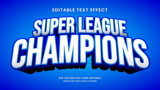 Vektor super-editierbare text-effekte der champions league sport-stil