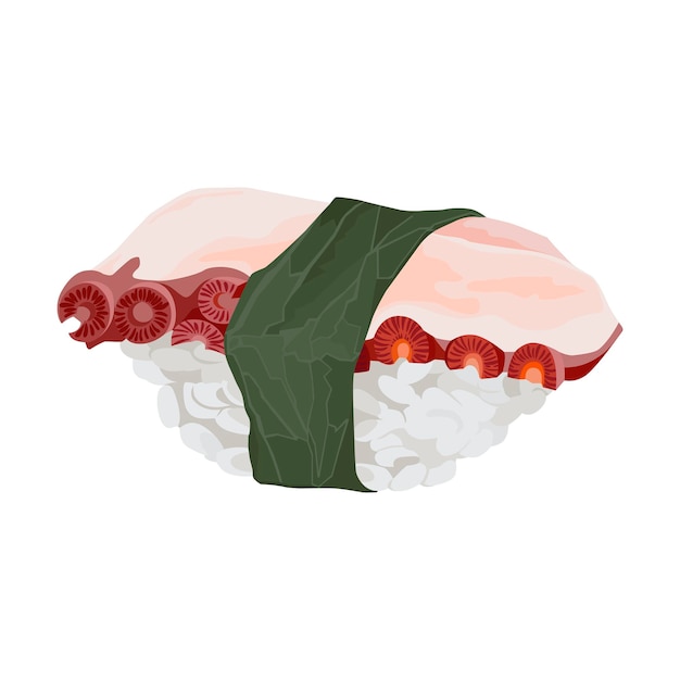 Vektor sushi mit tintenfisch hand gezeichnete vektorillustration