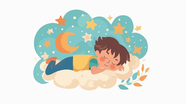 Vektor sweet kid dreaming flat vector isoliert auf weißem hintergrund