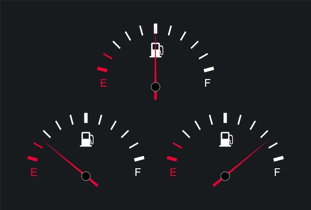 Vektor tankanzeige und anzeige auto armaturenbrett