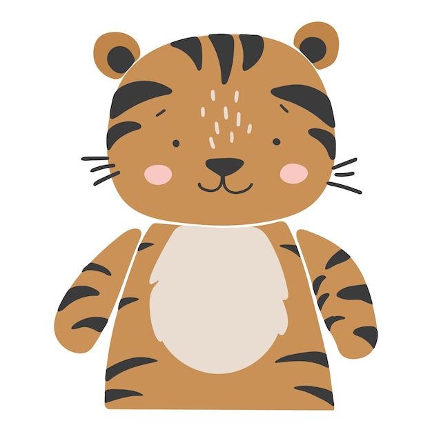 Tiger-Tier-Vektor Abstrakter Baby-Tiger-Vektor Boho-Tierbaby niedliches Tier isoliert