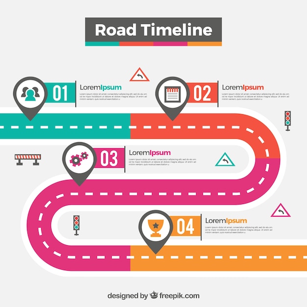 Vektor timeline-konzept mit straße