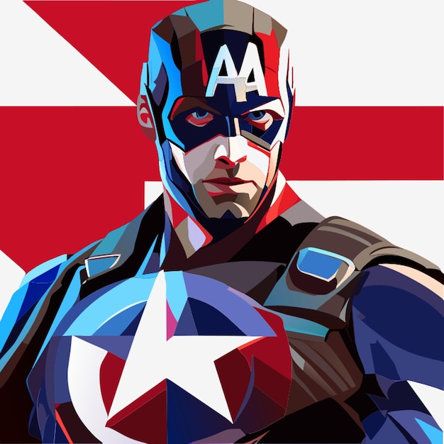 Vektor transformation von captain america in eine anime-charakter-vektor-illustration