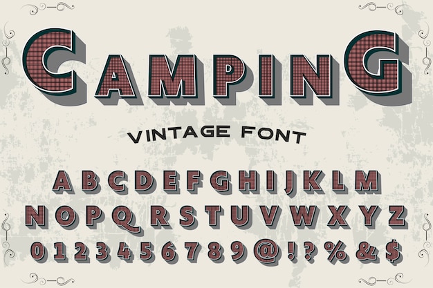 Typografie Shadow Effect Label Design Camping