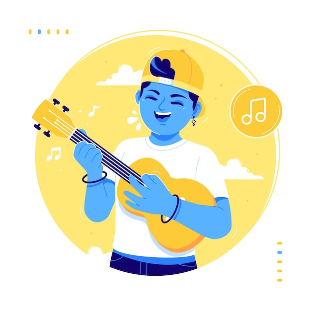 ukulele-gitarren-illustrationshintergrund spielen