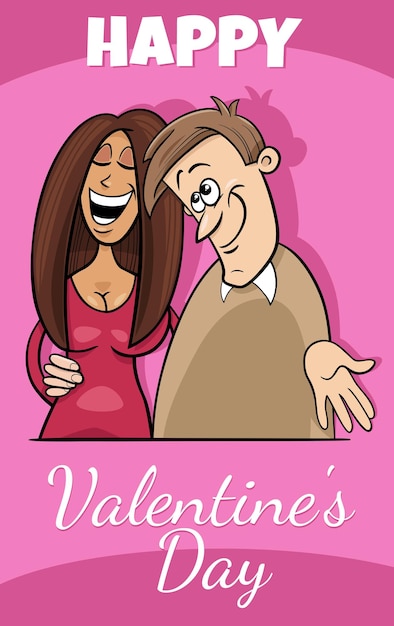 Valentinskartendesign mit verliebten Cartoon-Paaren