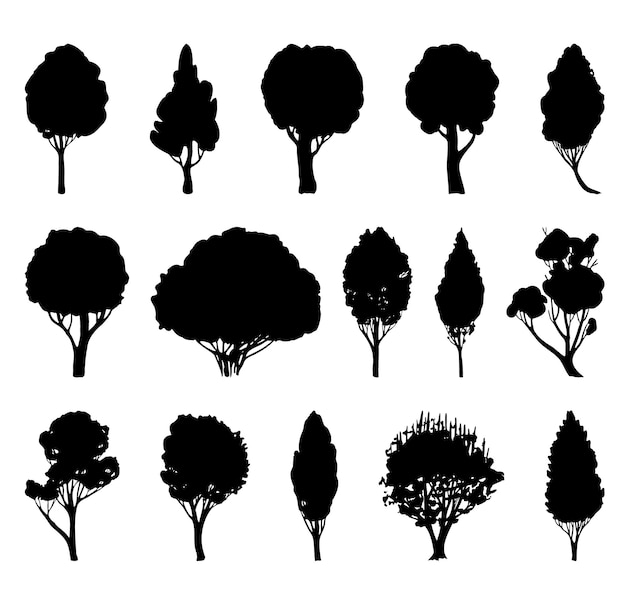 Vektor-Bäume-Silhouetten Baum-Clipart Schwarze Bäume zum Drucken