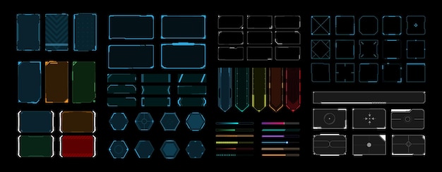 Vektor-Hud-Elemente für futuristische Benutzeroberfläche eingestellt