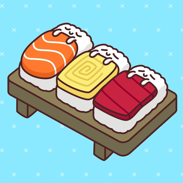 Vektor vektor-kawaii-schlaf-sushi-illustration