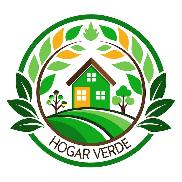 Vektorillustration des Logodesigns des Hogar Verde Gewächshauses