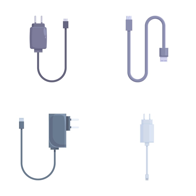 Vektor verschiedene usb-kabel und adapter-set